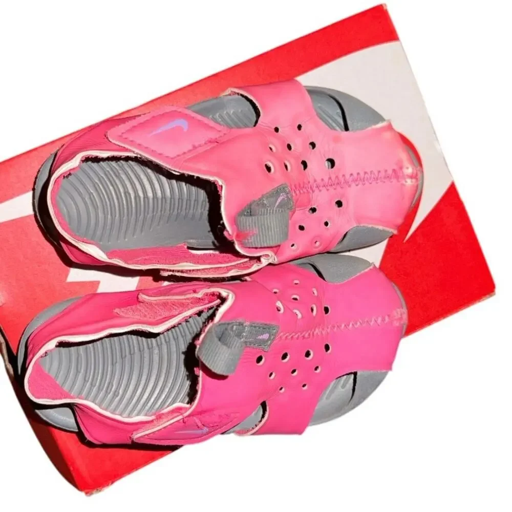 Nike Sunray Water Shoes Sz. 7c Toddler Pool Beach Vacation Sandals Pink Gray
